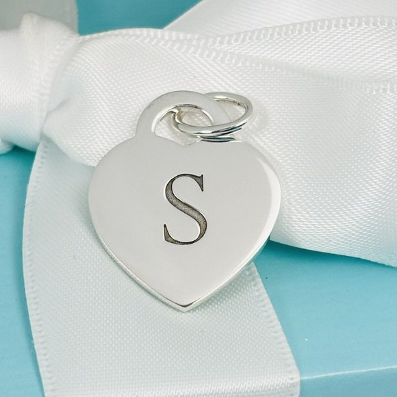 Tiffany Letter S Heart Pendant or Charm Notes Alphabet - Picture 1 of 6